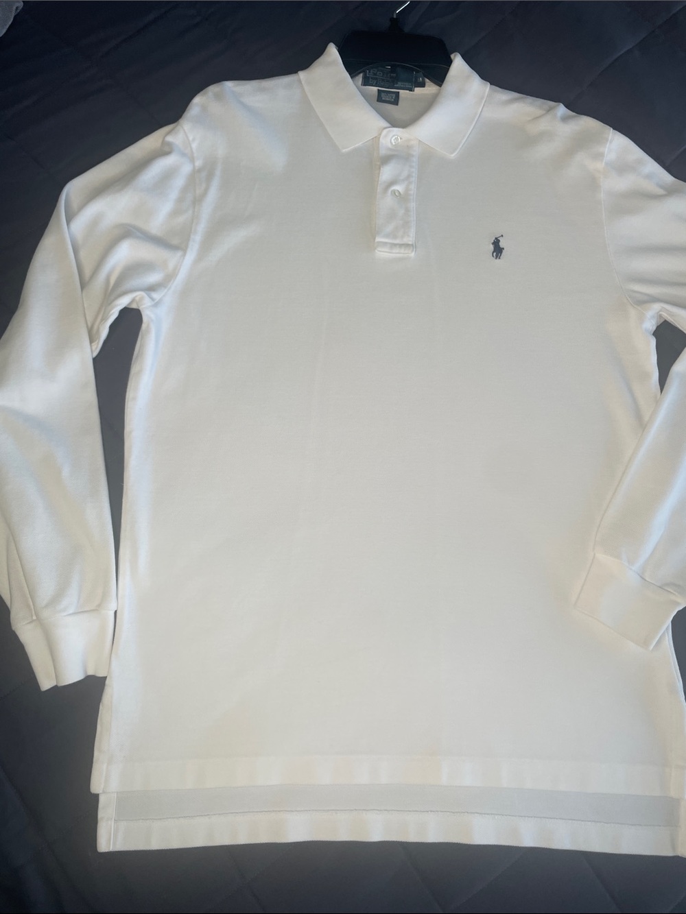 Ralph Lauren White Long Sleeve Polo with Navy Pony